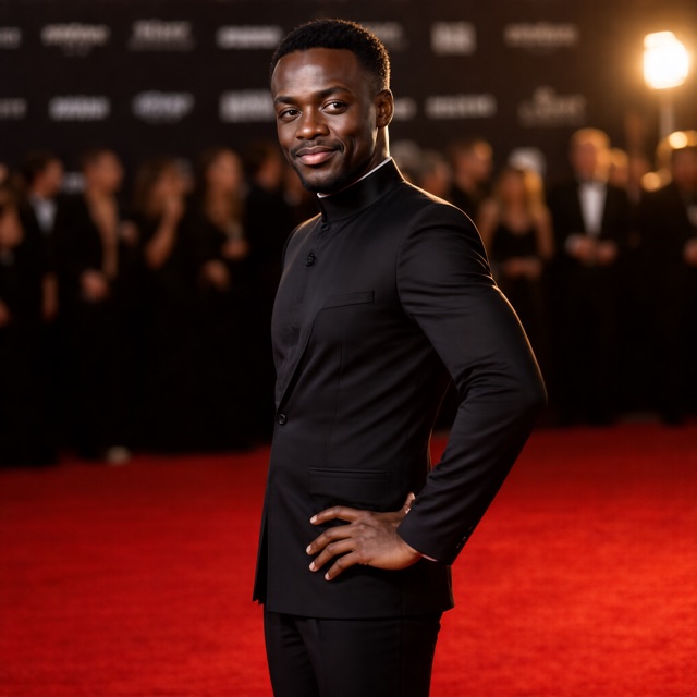 Red carpet celebrity male portrait example