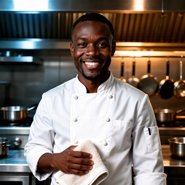 Chef kitchen male portrait example