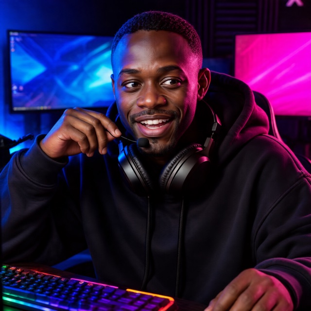 Gamer streaming male portrait example