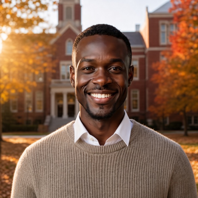 University campus male portrait example